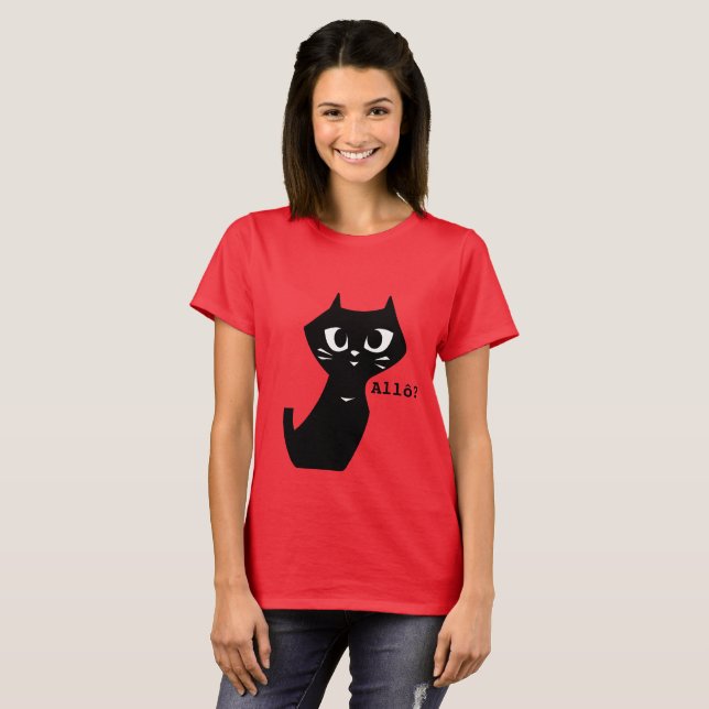 Lucky Black Cats Hallo T-Shirt (Vorne ganz)