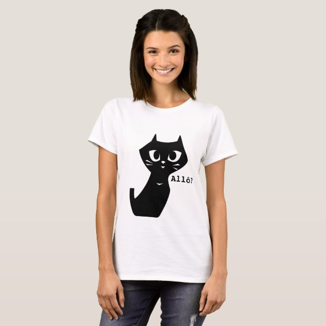 Lucky Black Cats Hallo T-Shirt (Vorne ganz)