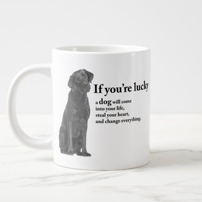 Lucky Black Lab Jumbo-Tasse (Links)
