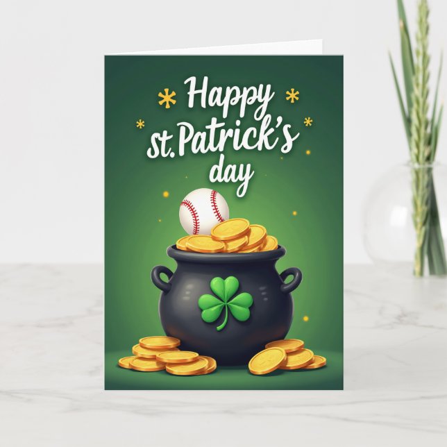 Lucky Black Pot St Patricks Day Card Karte (Vorderseite)