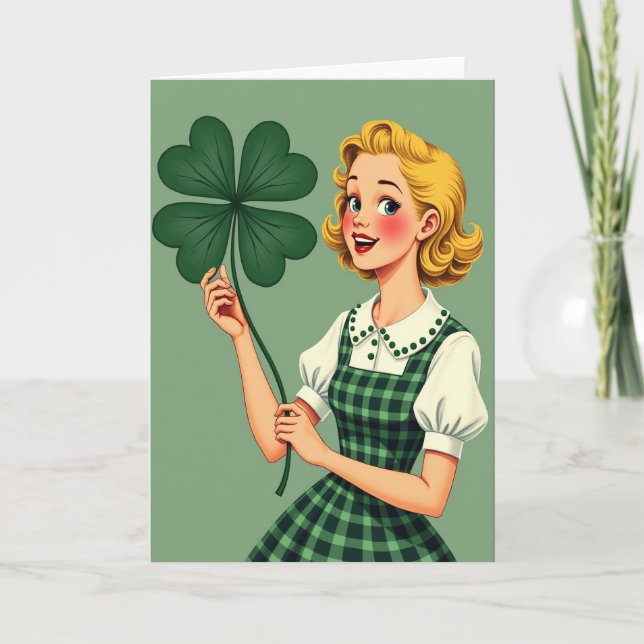 Lucky Blonde Retro Style Art Card Karte (Vorderseite)