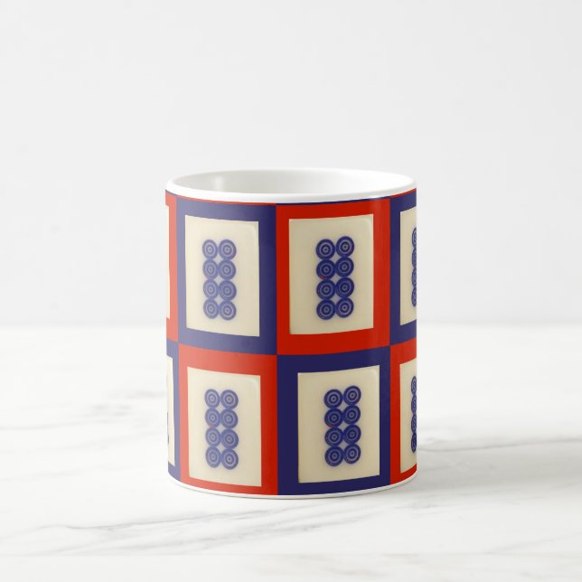 Lucky Blue Eight Wheel Mahjong Tile Tasse (Mittel)