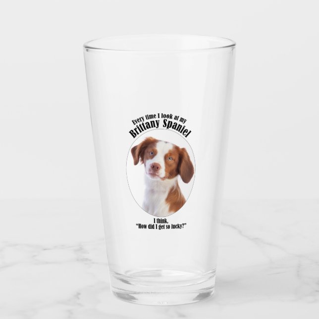 Lucky Brittany Spaniel Glas (Vorderseite)