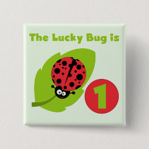 Lucky Bug 1. Geburtstag T - Shirt und Geschenke Button