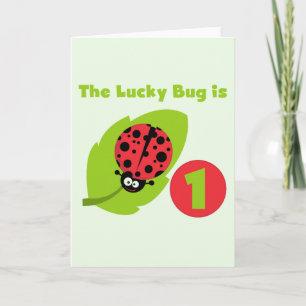 Lucky Bug 1. Geburtstag T - Shirt und Geschenke Karte