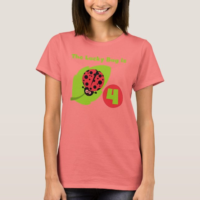 Lucky Bug 4. Geburtstag T - Shirt und Geschenke (Vorderseite)
