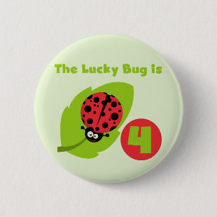 Lucky Bug 4. Geburtstag T - Shirt und Geschenke Button