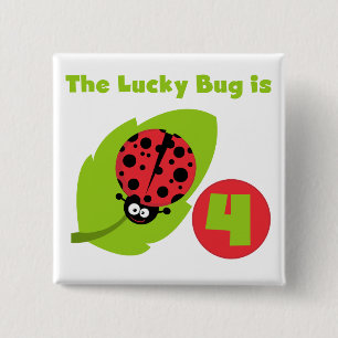 Lucky Bug 4. Geburtstag T - Shirt und Geschenke Button