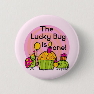 Lucky Bug Cupcake 1. Geburtstagstorte und Geschenk Button