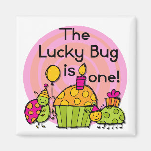 Lucky Bug Cupcake 1. Geburtstagstorte und Geschenk Magnet