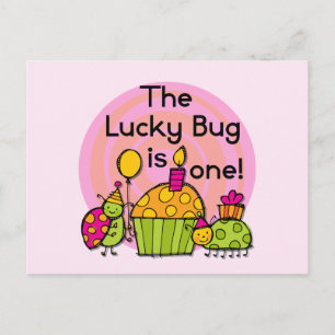 Lucky Bug Cupcake 1. Geburtstagstorte und Geschenk Postkarte