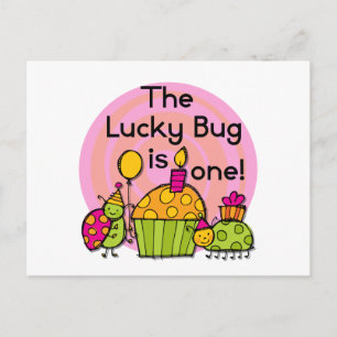 Lucky Bug Cupcake 1. Geburtstagstorte und Geschenk Postkarte