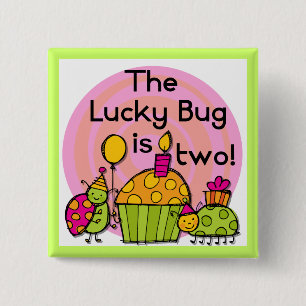 Lucky Bug Cupcake 2. Geburtstag T - Shirt und Gesc Button