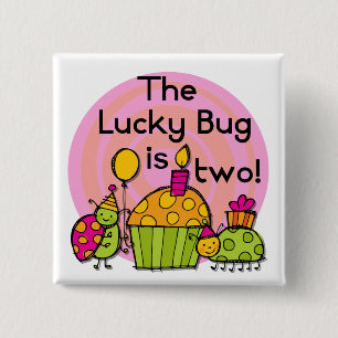 Lucky Bug Cupcake 2. Geburtstag T - Shirt und Gesc Button