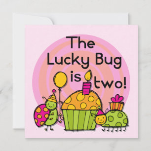 Lucky Bug Cupcake 2. Geburtstag T - Shirt und Gesc Karte