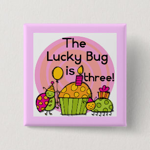 Lucky Bug Cupcake 3. Geburtstagstorte und Geschenk Button
