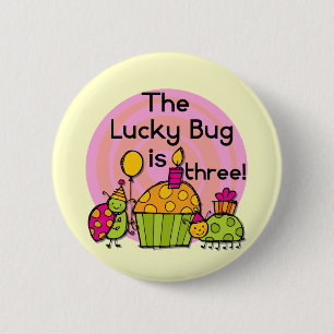 Lucky Bug Cupcake 3. Geburtstagstorte und Geschenk Button