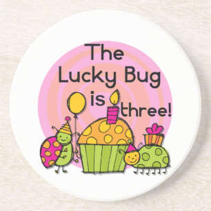 Lucky Bug Cupcake 3. Geburtstagstorte und Geschenk Untersetzer