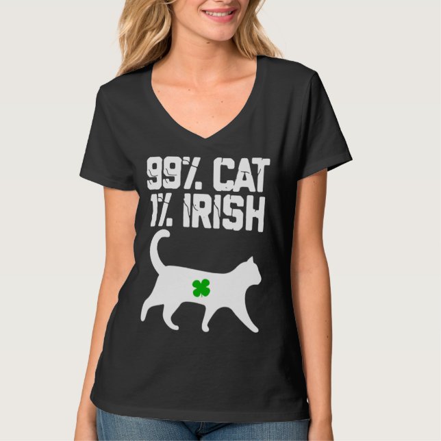 Lucky Cat Animal St Patricku2019s Day 99 cat 1 Iri T-Shirt (Vorderseite)