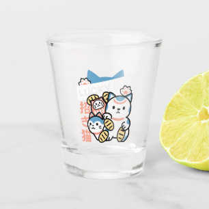 Lucky Cat Art – Maneki Neko mit Goldmünze Schnapsglas