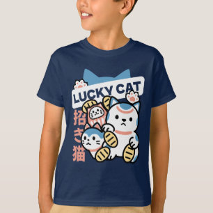 Lucky Cat Art – Maneki Neko mit Goldmünze T-Shirt