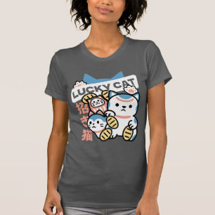 Lucky Cat Art – Maneki Neko mit Goldmünze T-Shirt