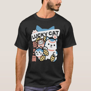 Lucky Cat Art – Maneki Neko mit Goldmünze T-Shirt