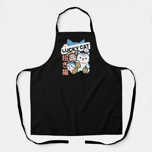 Lucky Cat Art – Maneki Neko with Gold Coin Schürze (Vorderseite)