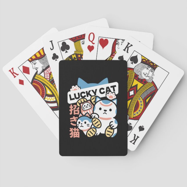 Lucky Cat Art – Maneki Neko with Gold Coin Spielkarten (Rückseite)