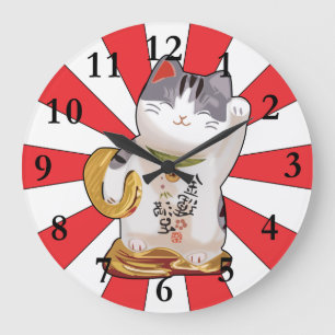 Lucky Cat B Große Wanduhr