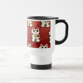 Lucky Cat Cartoon Fortune Pet Fun Muster Reisebecher