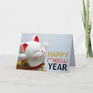 Lucky Cat, Chinesischer Neujahrsgruß Karte