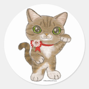 Lucky Cat in London Runder Aufkleber
