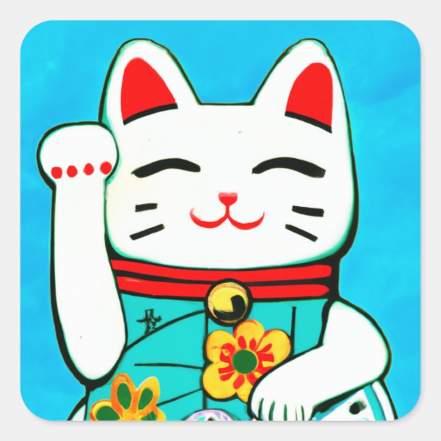 Lucky cat Maneki Neko Aufkleber (Vorderseite)
