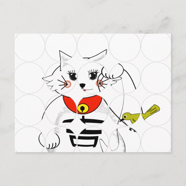Lucky Cat- Maneki Neko - Beckoning Postkarte (Vorderseite)