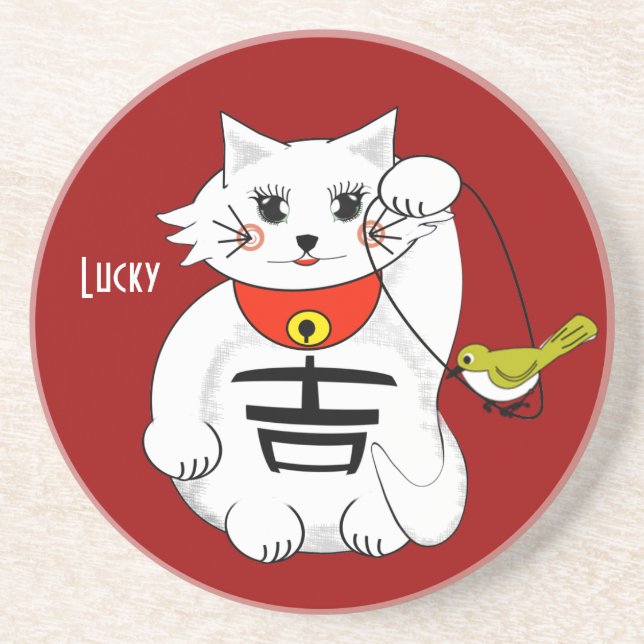 Lucky Cat- Maneki Neko - Beckoning... Untersetzer (Vorne)