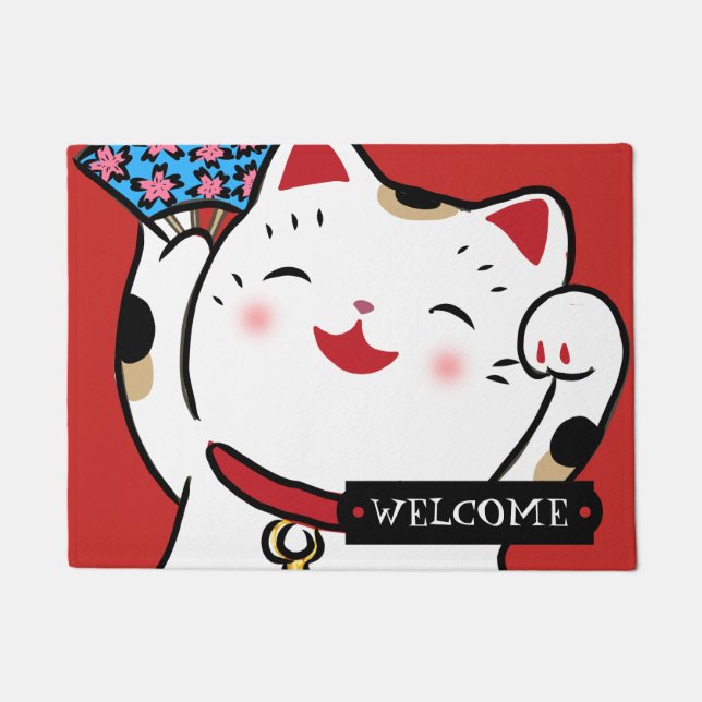 Lucky cat maneki neko Begrüßungsmatte Fußmatte (Vorderseite)