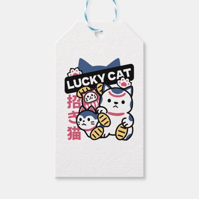 Lucky Cat Maneki Neko – Japanese Fortune Cat  Geschenkanhänger (Vorderseite)