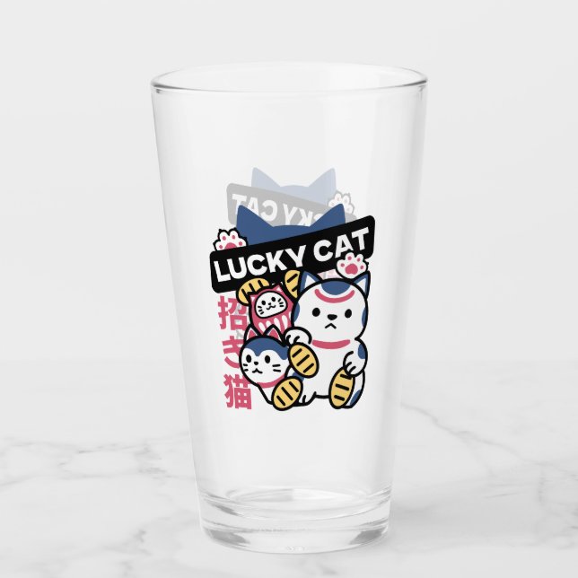 Lucky Cat Maneki Neko – Japanese Fortune Cat  Glas (Vorderseite)