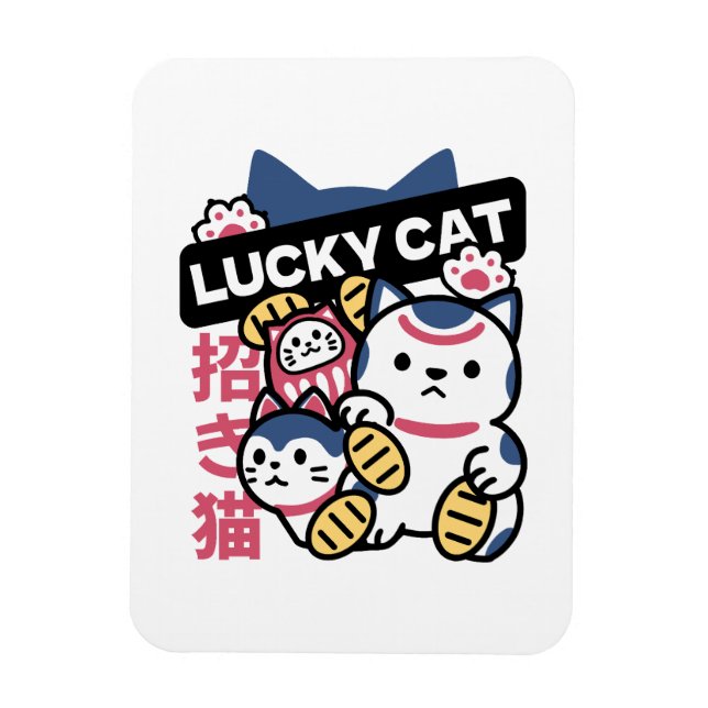 Lucky Cat Maneki Neko – Japanese Fortune Cat  Magnet (Vertikal)