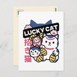Lucky Cat Maneki Neko – Japanese Fortune Cat Postkarte