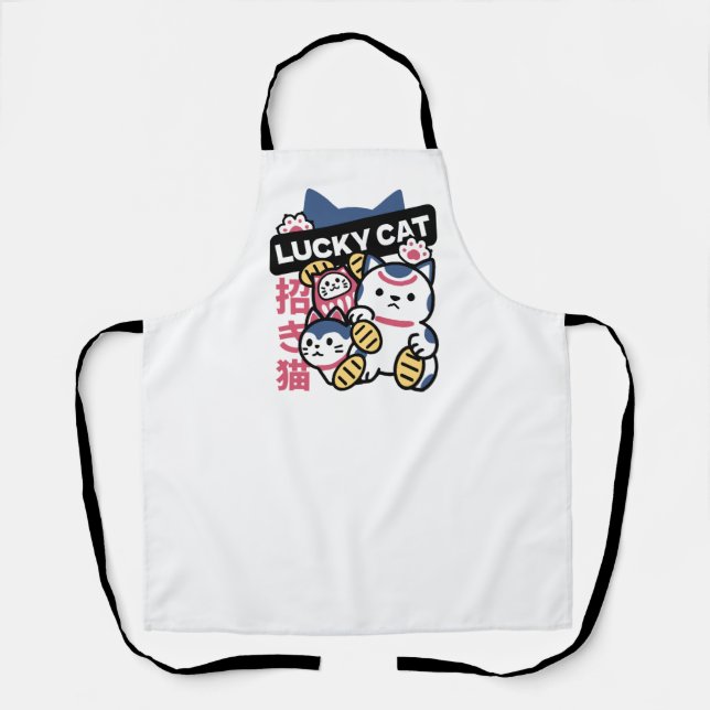 Lucky Cat Maneki Neko – Japanese Fortune Cat  Schürze (Vorderseite)