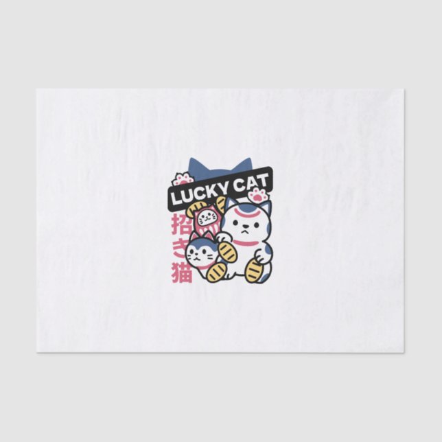 Lucky Cat Maneki Neko – Japanese Fortune Cat  Seidenpapier (Vorderseite)