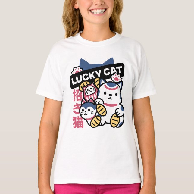 Lucky Cat Maneki Neko – Japanese Fortune Cat  T-Shirt (Vorderseite)