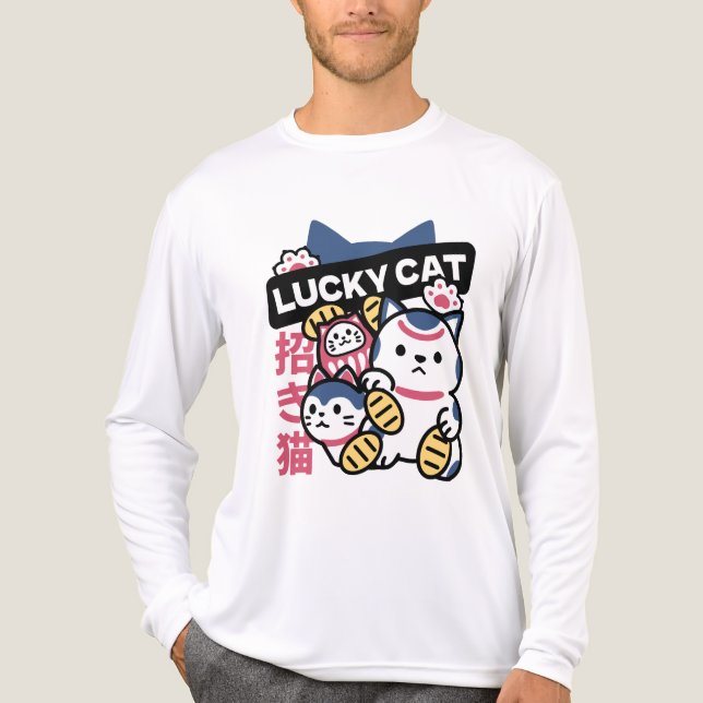 Lucky Cat Maneki Neko – Japanese Fortune Cat  Tri-Blend Shirt (Vorderseite)