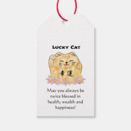Lucky Cat (Maneki Neko) Matte Gift Tag Geschenkanhänger
