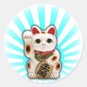 Lucky Cat (Maneki-neko) Runder Aufkleber