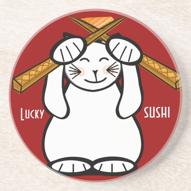 Lucky Cat- Maneki Neko - Sushi. Untersetzer (Vorne)