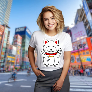 Lucky Cat Moderner Minimalistischer Personalisiert Tri-Blend Shirt