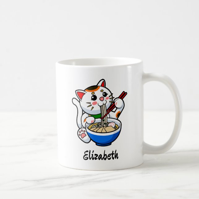Lucky Cat Ramen - Personalisiert Kaffeetasse (Rechts)
